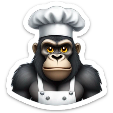 Big Buff Gorilla in chef's uniform sticker