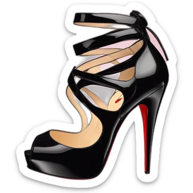 Louboutin Black patent Leather Lady Peep Toe Platform sticker
