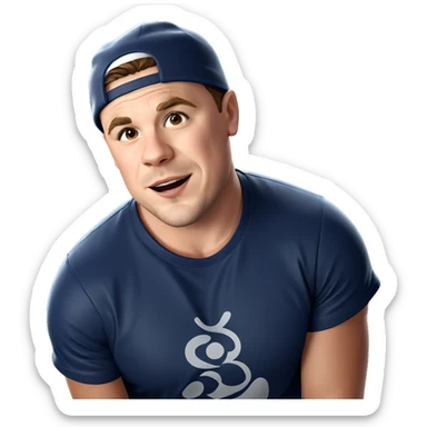 smiling boy under fireworks sticker