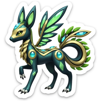  Exotic Futuristc Meloetta-Zygarde-Zeraora-Protogen-Palkia-hybrid-fusion-Fakémon-creature, full body sticker