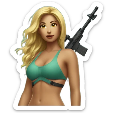 Sexy swimwear sniper girl sticker