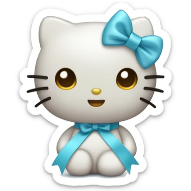Hello Kitty with a light blue ribbon sticker