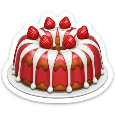 Strawberry Bundt cake with white icing  sticker