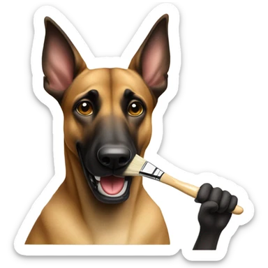malinois holding a painting brush sticker