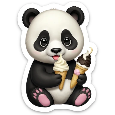Panda eating ice cream sticker