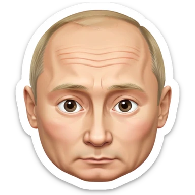Vladimir Putin, Russian president, with stern expression sticker