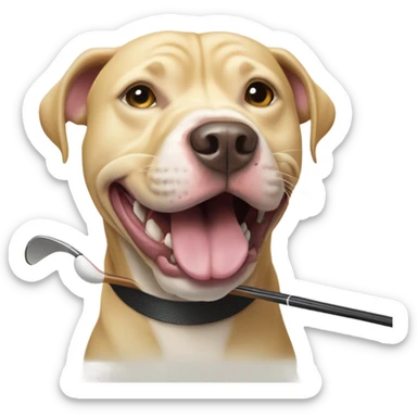 All blonde pitbull lab mix golfing sticker