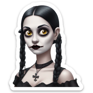 zombie gothic Wednesday Addams.creepy, 1929 ford pickup, hot rod.  sticker
