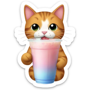 A silly cat drinking boba tea sticker