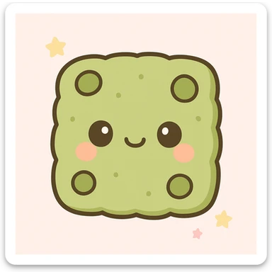 a matcha cookie, kawaii cartoon style sticker