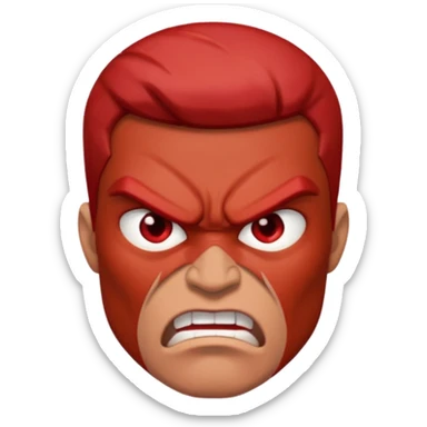 a man with many and angry face sticker