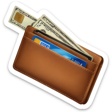 portefeuille marron avec quelques billets et carte bancaire sticker