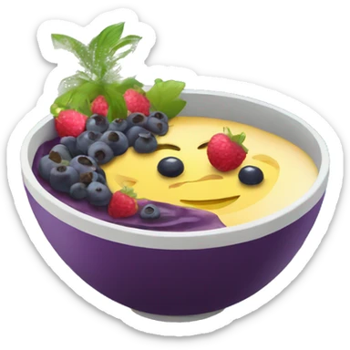 create using my image drinking acai in a bowl sitting on the beach sticker