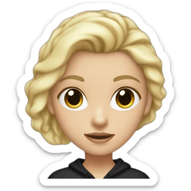 white girl with glass and blonde hair and black hoodie sticker