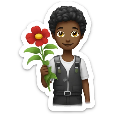 Un garçon noir qui tend une fleur  sticker