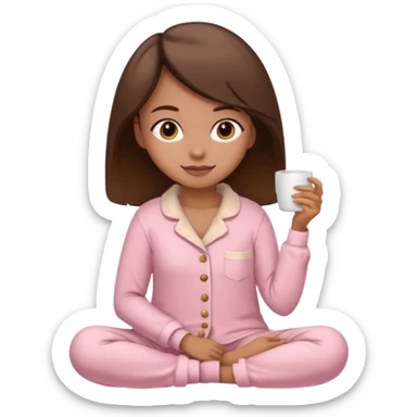 Brown and soft pink cozy two pieces lady pijama sticker