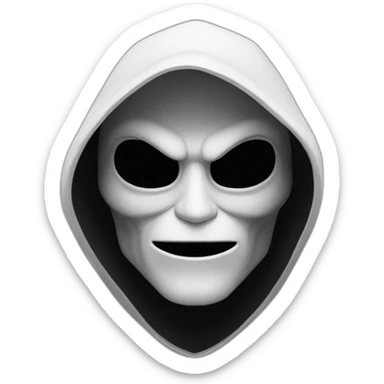 black cloaked hacker white imp head with money emoji sticker
