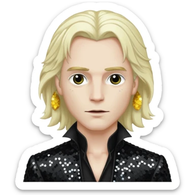 Lestat de Lioncourt with long platinum blonde hair, black sequin outfit sticker