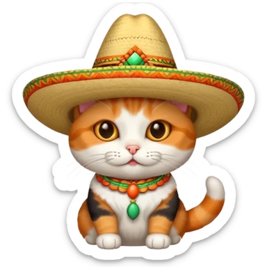 Gatto con cappello messicano sticker