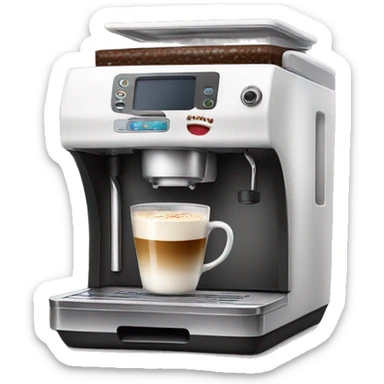 Coffee machine with mug and milk sticker