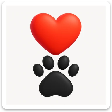 Make it microsoft style 3d fluent emojis: Stack the two black puppy paws vertically, keep the heart and original style sticker