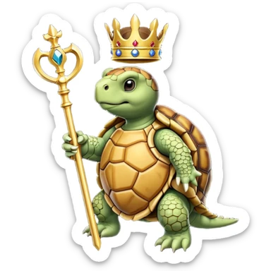 royal staff tortiose with scepter in left hand sticker