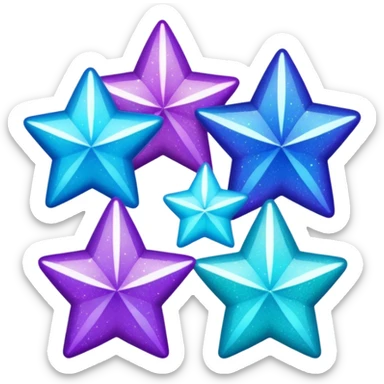 glitter purple and cian 3 stars  sticker