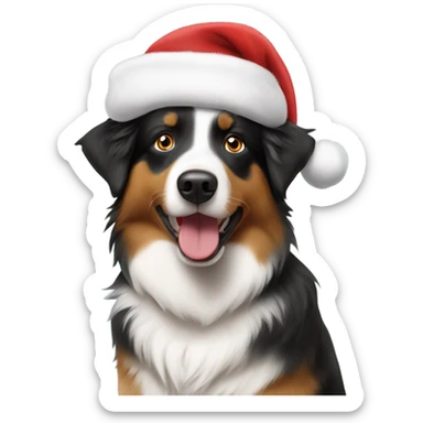 Australian shepherd wearing Santa hat sticker