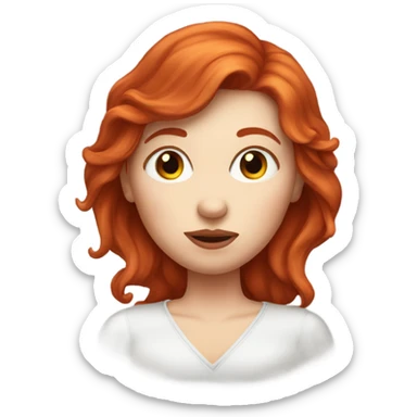 Red haired woman with fair skin giving a kiss face sticker