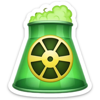 nuclear power plant with a green radioactive glow, emoji style, option 2 sticker