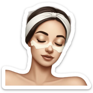 pretty brunette sleeping with cream coloured silk eyemask soft textures and ethereal glow sticker