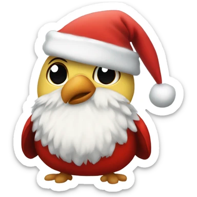 Cute little bird dressed like Santa Claus  sticker
