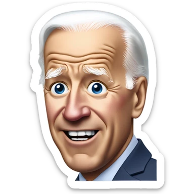 Joe Biden with his tongue out and sweat running down his face sticker