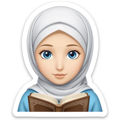 Turkish blonde tulip design Hijabi girl with blue eyes and beautiful finish reading quran sticker