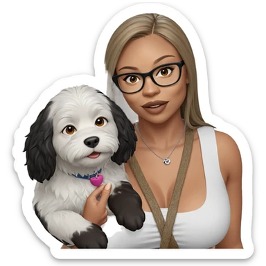 girl with dog in nature sticker