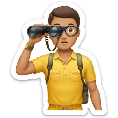 Male lifeguard – yellow shirt, binoculars in hand, scanning the sea, full body sticker
