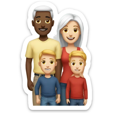 White family of 3 with son red hir sticker