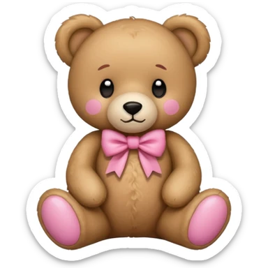 A teddy bear with a pink bow sticker