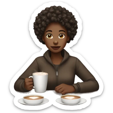 Black girl with curly hair drinking hot chocolate  sticker