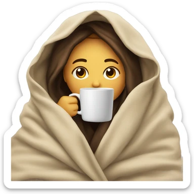 girl inside a blanket sipping coffee eyes closed sticker