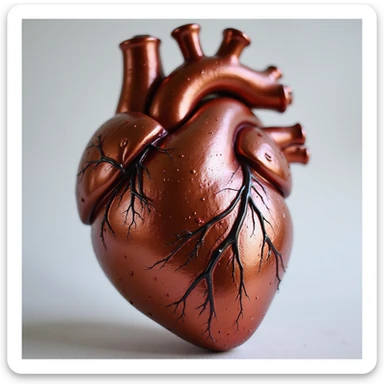 heart with a metallic finish, photorealistic style sticker