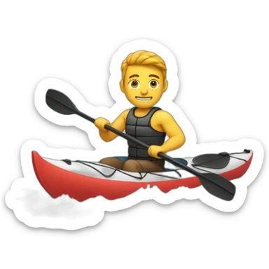 Strong man paddling a kayak on a lake sticker