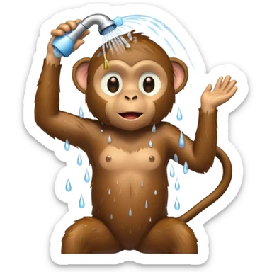 Monkey taking shower sticker
