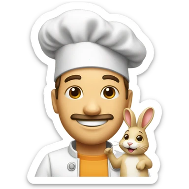 Cuisinier avec un lapin sticker