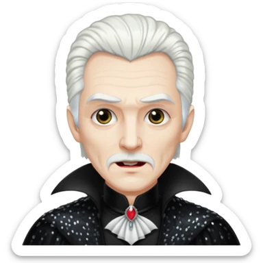 Dracula with white hair, black sequin outfit sticker