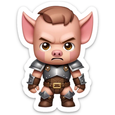 angry Minecraft baby Piglin in leather armor sticker