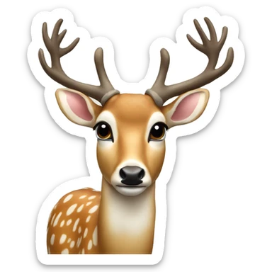 Fallow deer with a tiny bow on its ear  sticker