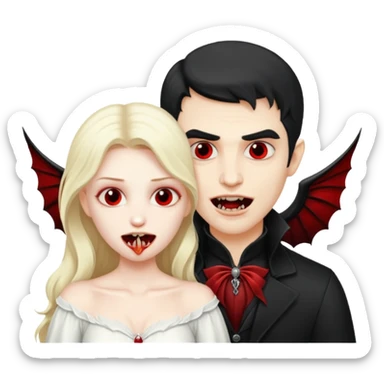 Vampire man biting angel woman sticker