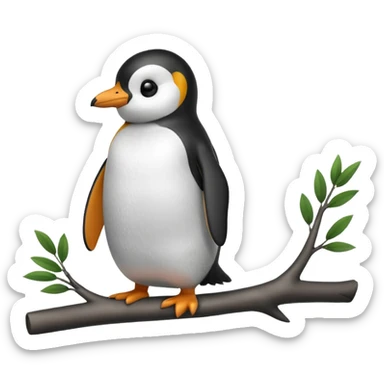 A penguin standing on a branch  sticker