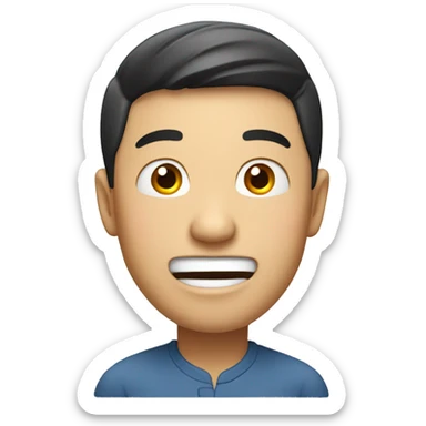 Smiling Chinese man have a surprised sticker